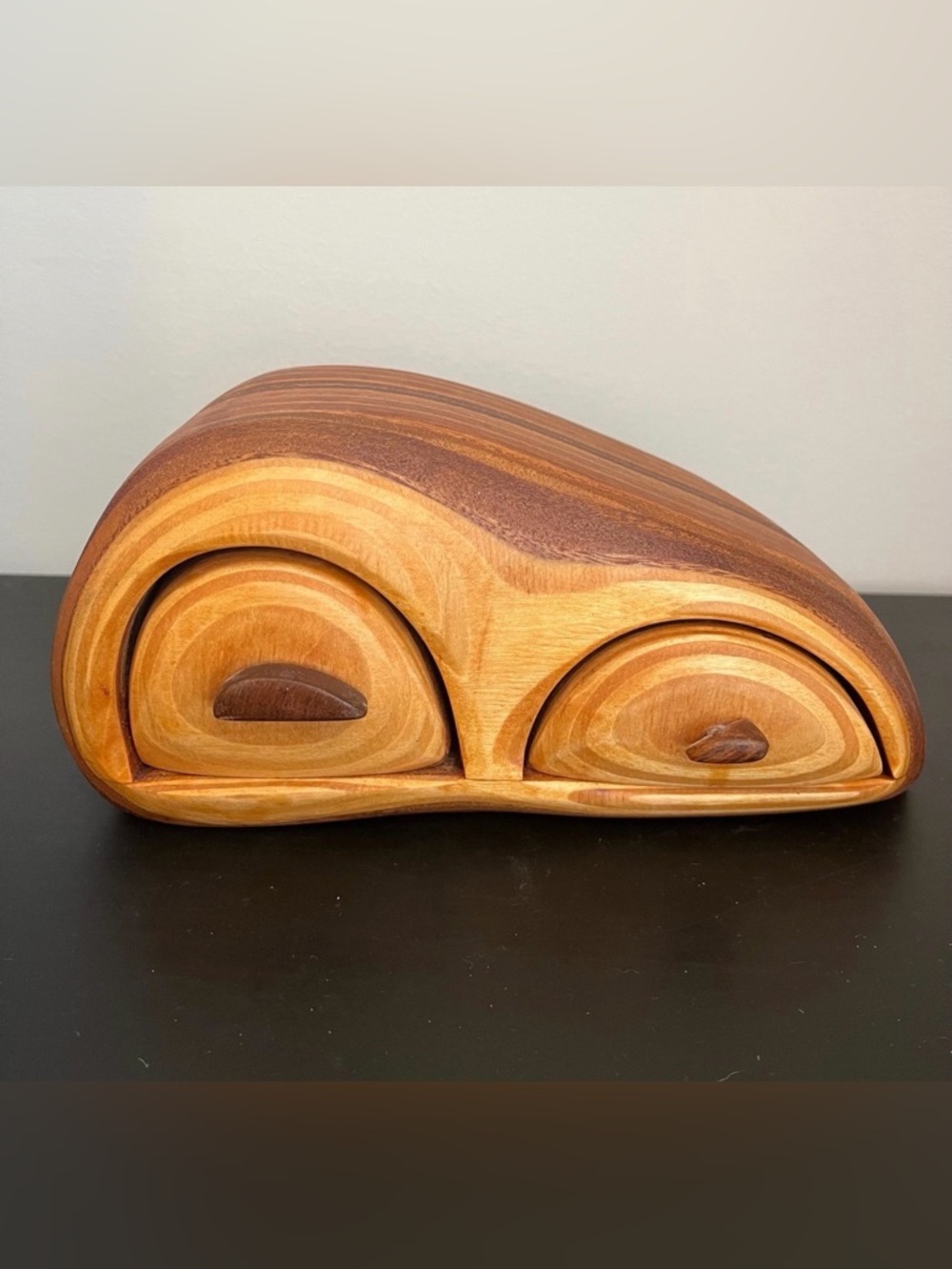 Handcrafted Bandsaw Box jewelry box with 2 drawers felt lined
